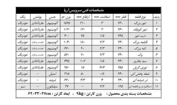 غذاپز تنوری ناخ مدل آریا (۱۱ پارچه ۱۲ نفره) - Image 13